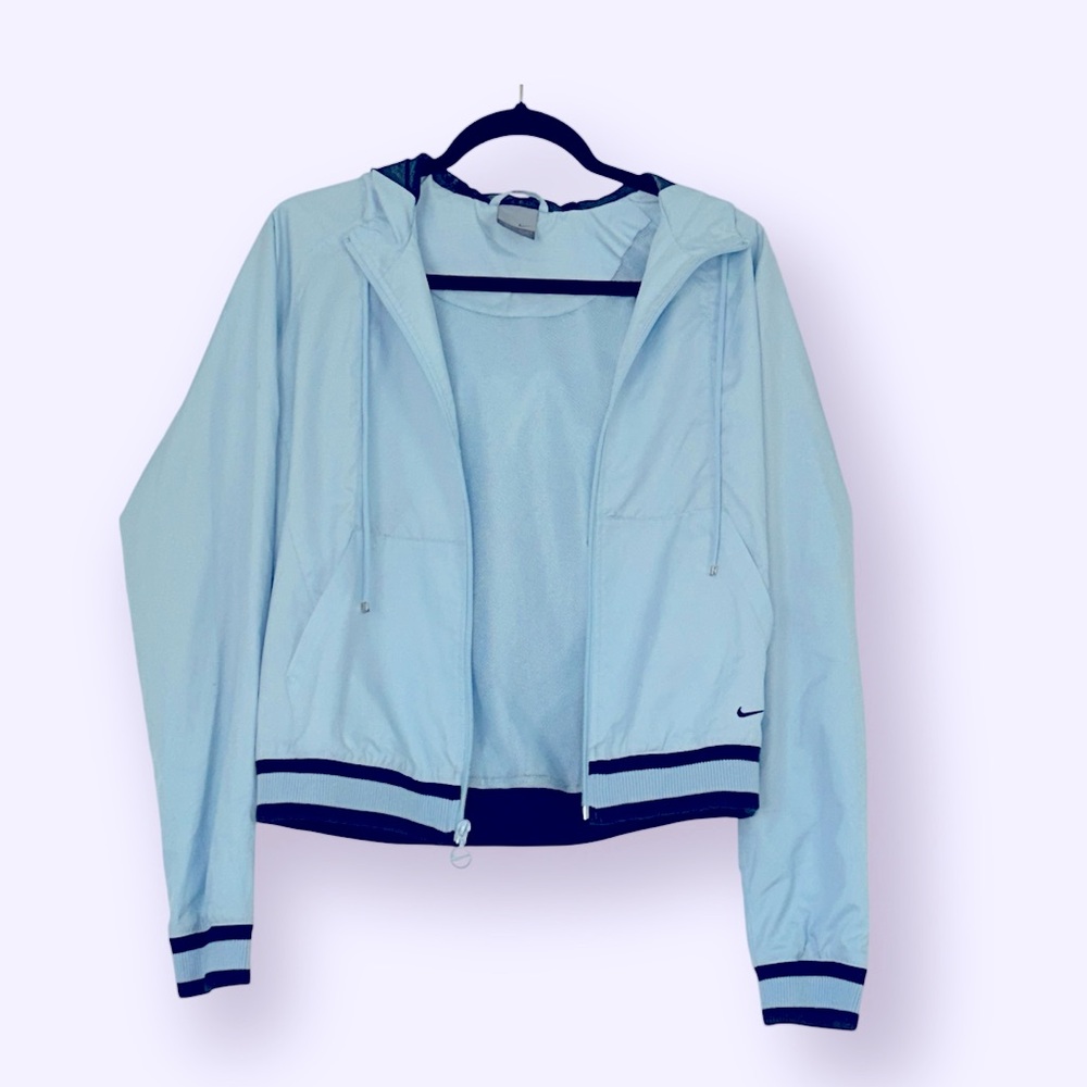 NIKE jacket NEW bomber windbreaker hoodie varsity full zip baby blue size M